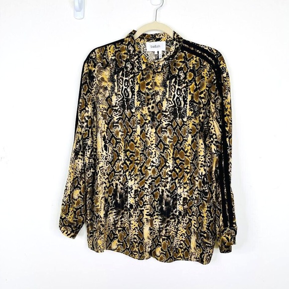 ba&sh Tops - Ba&sh‎ Womens Medium Button Up Blouse Animal Print Snakeskin Long Sleeve Career